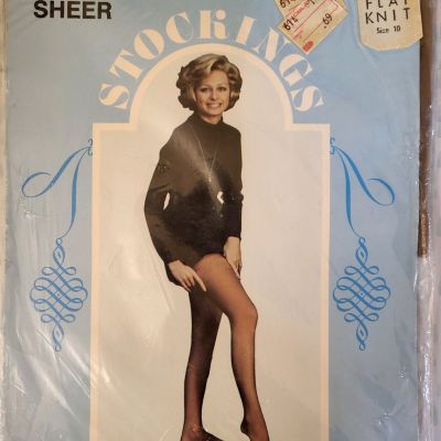 Vint Seamless Sheer Flat Knit Stockings -Size 10