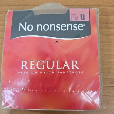 No Nonsense Size B Med/Tall BEIGE Premium Nylon Pantyhose Reinforced Toe