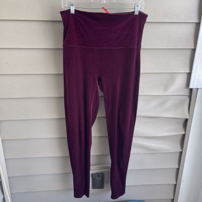 Spanx leggings velour burgundy high waisted Womens Sz 1X Whimsigoth Valentines