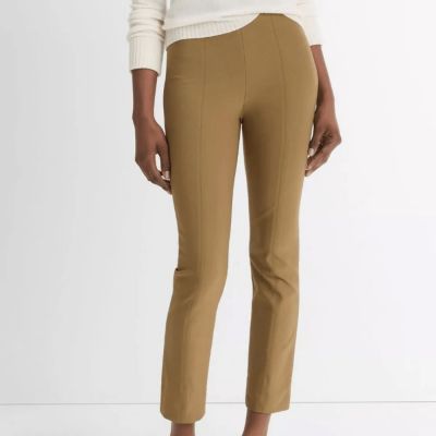 746 NWT Vince Italian Cotton-Blend Stitch-Front Seam Legging Color: oak wood SM