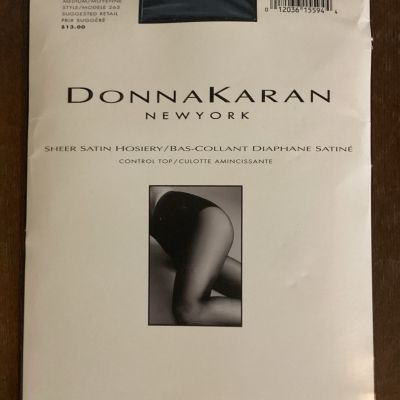 Donna Karan Control Top Sheer Satin Pantyhose M Midnight Navy Style 265