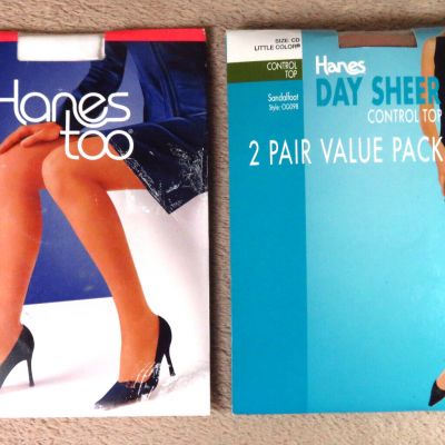 3 prs - Hanes too Day Sheer Pantyhose / Size CD / White + Little Color /#311