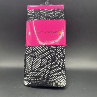 Betsey Johnson Black Tights Spider Web Fishnet Gothic Women's One Size