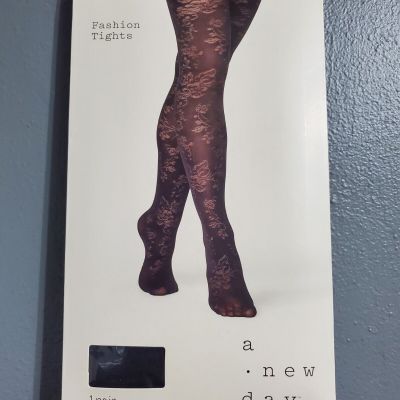 Women's Black Floral Pattern A New Day Fashion Tights S/M - NEW IN PACKAGE