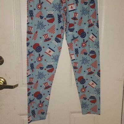 4th Of July Inspired Leggings By EEVEE. SZ 3x-5x