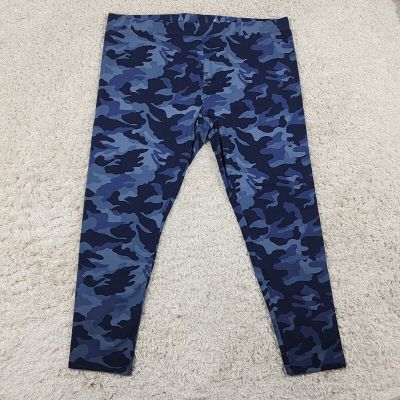 Style & Co Leggings Womens 3X Blue Camo Mid Rise Plus Size Pants Gym Cropped