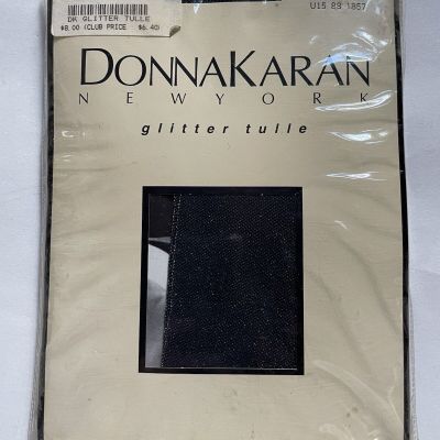 VTG Donna Karan New York Pantyhose Black/Silver Glitter Tulle Small 105