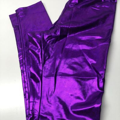 Diamondkit Size S Metallic Purple Halloween Leggings Wet Look