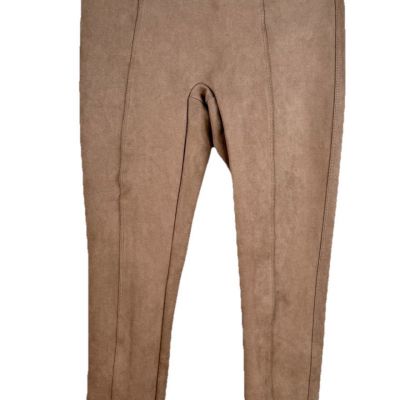 Spanx Faux Suede Leggings In Camel High Waist Pull On Stretch Pants Size Medium