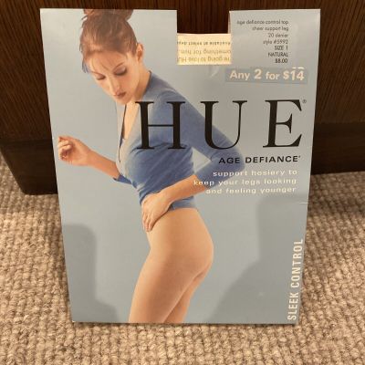 New! HUE Age Defiance Control Top Support Hosiery, Style 5992 Size 1 Natural