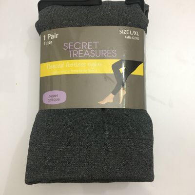 Secret Treasures Fleeced Footless Tights Super Opaque L/XL Charcoal Gray New