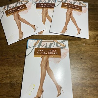 Hanes Pantyhose 4 Packs Reinforced Toe Absolutely Ultra Sheer Control Top Nylon