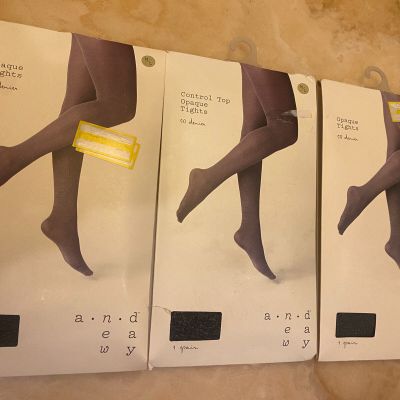 A NEW DAY SEXY LOT 3 CONTROL TOP OPAQUE TIGHTS -ONE & OPAQUE TIGHTS-TWO SIZE M/L