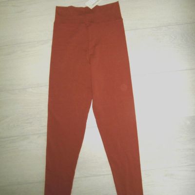 NEW NWT Luna LUZ $68 Leggings BURNT ORANGE SMALL COTTON LYCRA STRETCH WORKOUT