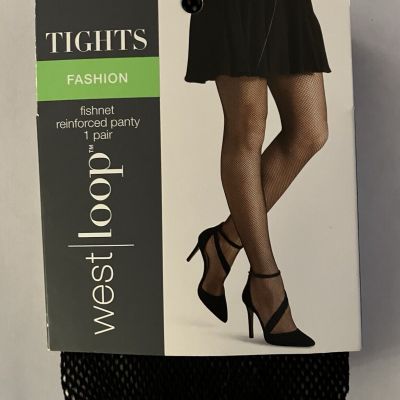 west loop Fashion Tights Fishnet Reinforced Panty 1 pair M/L Black