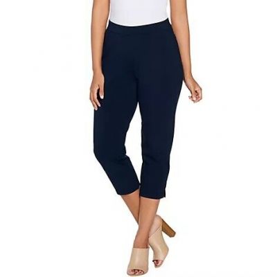 Susan Graver Weekend Premium Stretch Pull-On Capri Leggings Navy, Size 1X