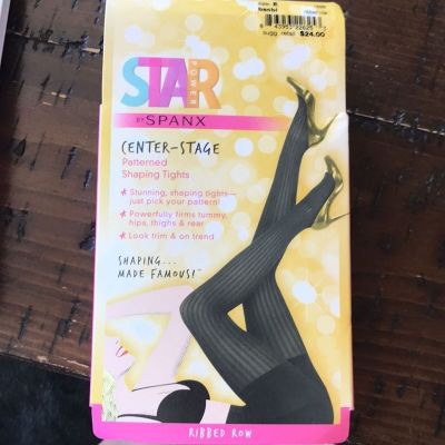 Spanx ??Star Power ?? Black Center Stage Shaping Tights ?? ribbed row size E