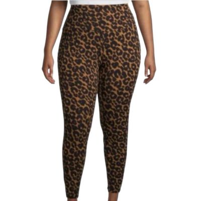 Terra & Sky High Rise Fitted Leggings Plus Size 5X(32W-34W) Cheetah Print NEW