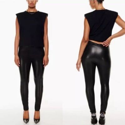 NWT TEN by Babaton Black High Rise Showcase Leggings in Shiny Faux Leather XS