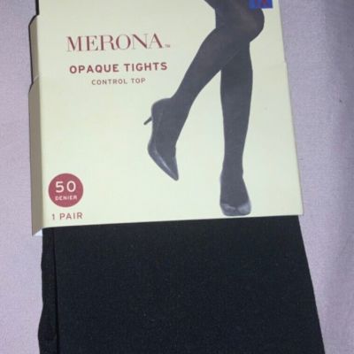 Opaque Tights Merina Women’s Sz 1X Black 5’5”-5’11” 180-230 lbs Control Top NWT