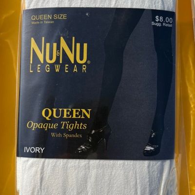 Nu Nu Plus Size Queen Ivory Nylon Footed Tights Pantyhose Spandex Hallow Costume