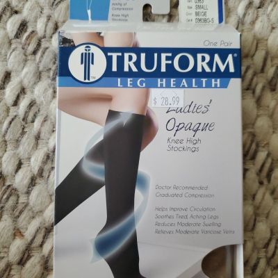 Truform 0363 Ladies Compression Stockings Knee Hi 20-30 mmHg Small Beige Opaque