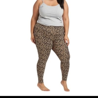 Lane Bryant Smoothing Leggings Tan Leopard Print  Size A/B 1X