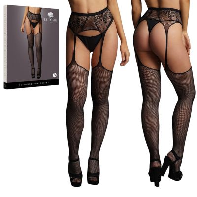 Women Suspender Fishnet Lace Garterbelt Stocking Sexy Breathable Fabric Lingerie