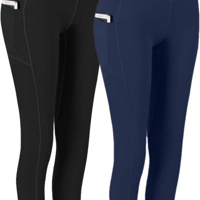 2 Pack High Waist Yoga Pants, Pocket Yoga Pants Tummy Control Workout Running 4