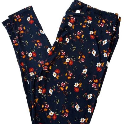 LuLaRoe Womens Leggings Size TC2 Black Red Floral Petite Fleurs Plus 18+ NWT