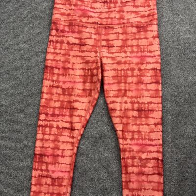 Athleta Elation Printed Capri Leggings Women's Large Red Tie Dye Stripe Skinny