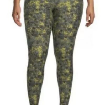 Terra Sky Plus Printed High Rise Multi Greens Stretch Capri Leggings Size 0X