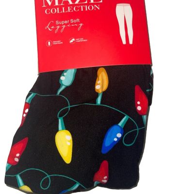 Holiday Christmas Lights Leggings Size S New