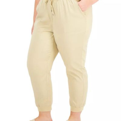 /LX001/ Style & Co Plus Cotton Blend Pull-On Jogger Pants Safari Sz 2X