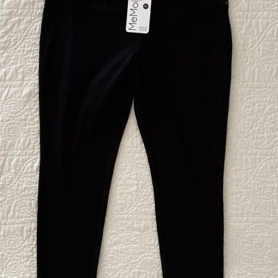 NWT MeMoi Fashion Chino Leggings  M/L Pull On Black Textured