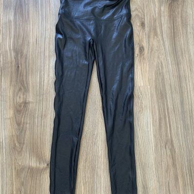 Spanx Faux Leather Leggings Women’s Medium M Black 27” Moto Tight