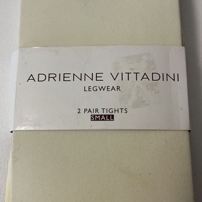 NWT 2 Pair# Adrienne Vittadini Legwear Pantyhose Tights 1# Black/1# Cream Sz Sm