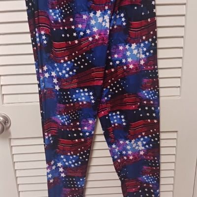 Women's Leggings 3x-5x America Bright Stars Nwt