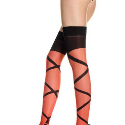 sexy MUSIC LEGS sheer FAUX criss-cross LEG wrap THIGH highs STOCKINGS pantyhose