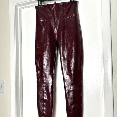 NWoT SPANX Glossy Faux Patent Leather Leggings in Ruby Women's size Medium  $128