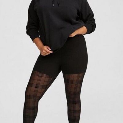 Torrid Women's Plus Size 2 Full Length Signature Waist Plaid Flocked Legging NWT