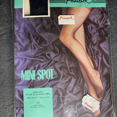 Vtg Primark Pantyhose Tights Black “mini spot” (One Size To 42” Hip) Italy NOS