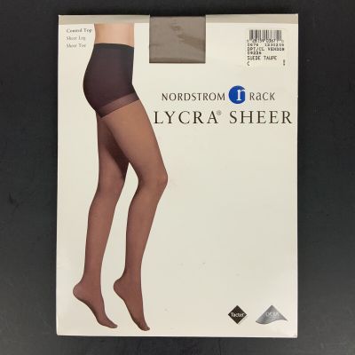 Nordstrom Rack Lycra Sheer Pantyhose Size C Suede Taupe Control Top Sheer Toe