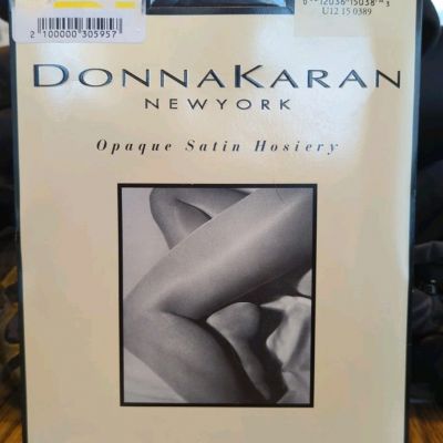 NEW Donna Karan Opaque Satin Hosiery Black Style 222 TALL