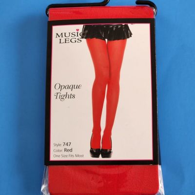 NWOT Music Legs Women's Opaque Red Tights Style 747 One Size Fits Most