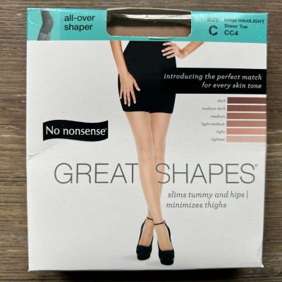 1 Pair No Nonsense Great Shapes-Size C-Beige Mist-Light-Sheer Toe