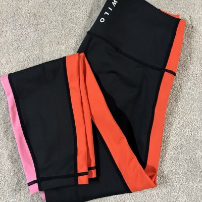 wilo the label leggings medium color block black pink orange