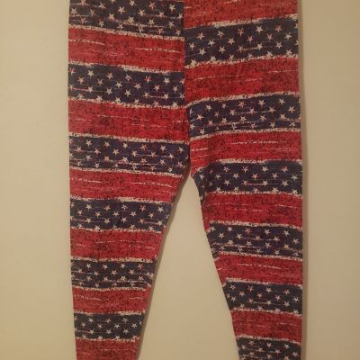 New Soft Hearts American Flag Leggings Size 3X