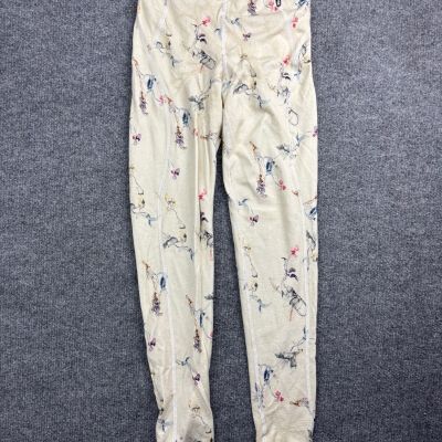 Helly Hansen Wool Leggings Women's M Cream Floral Skinny Pull On Base Layer