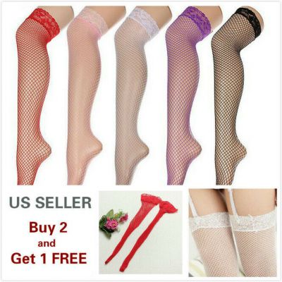 Lace Topped Thigh High Hot Sexy Ultrathin Sheer Fishnet Stockings-Hold